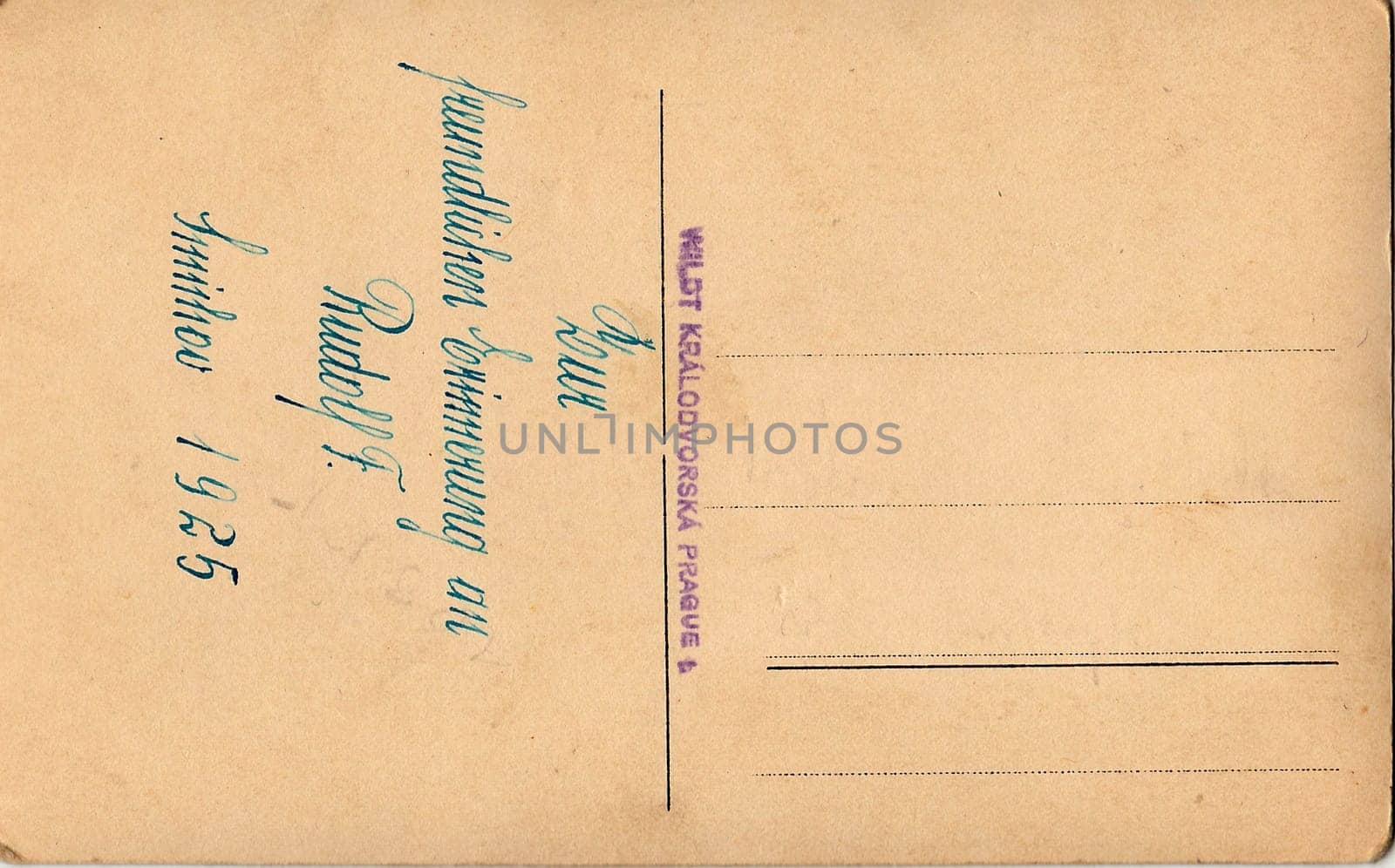 Back of a vintage photo - postcard. Rich stain and paper details. Can be used as background. by roman_nerud