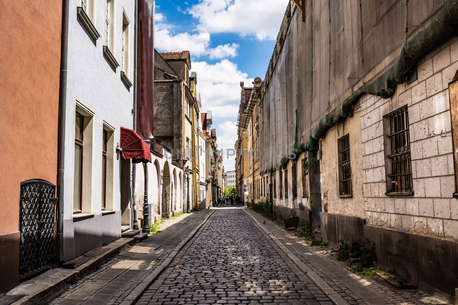 Beautiful narrow street in the central part of Poznan