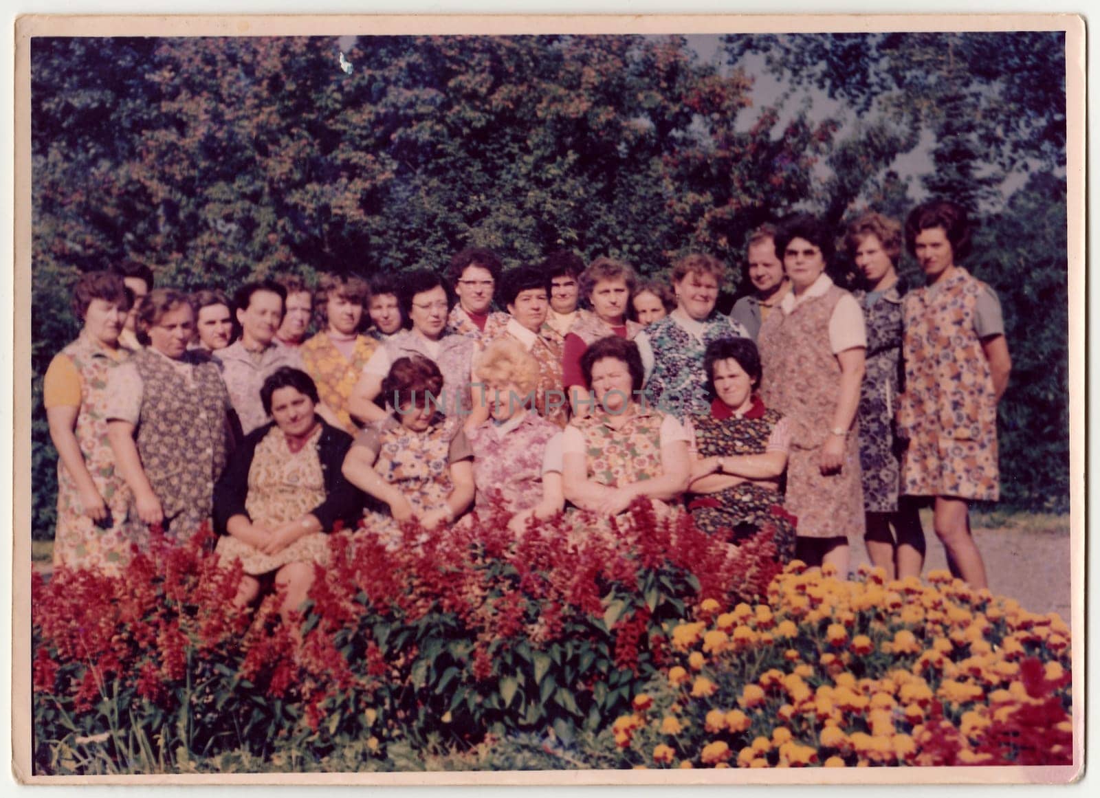 Vintage photo shows women pose at the horticulture. by roman_nerud