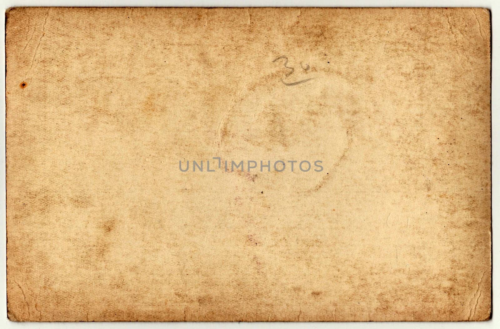 Back of a vintage photo - postcard. Rich stain and paper details. Can be used as background. by roman_nerud