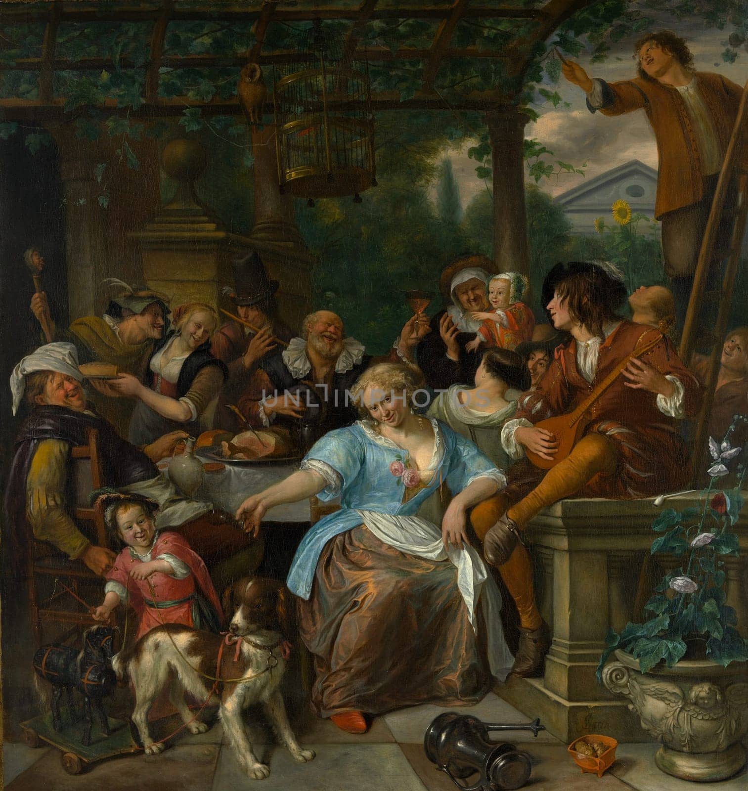 Merry Company on a Terrace.Jan Steen Dutch. ca. 1670