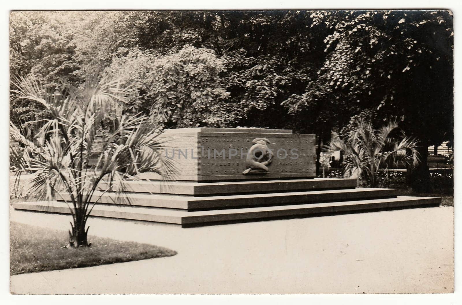 Vintage photo shows unknown monument. Black white photography. by roman_nerud