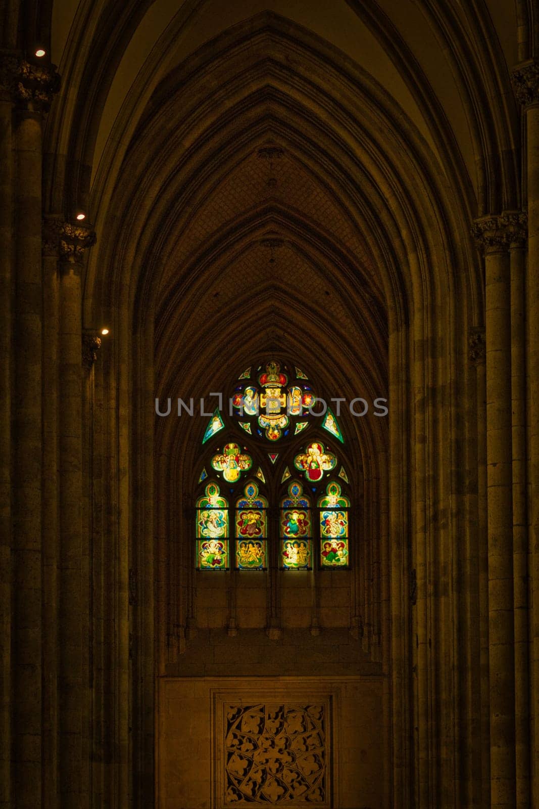 Church pews and railings in cologne cathedral in Germany