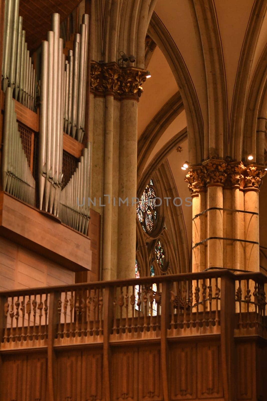 Church pews and railings in cologne cathedral in Germany