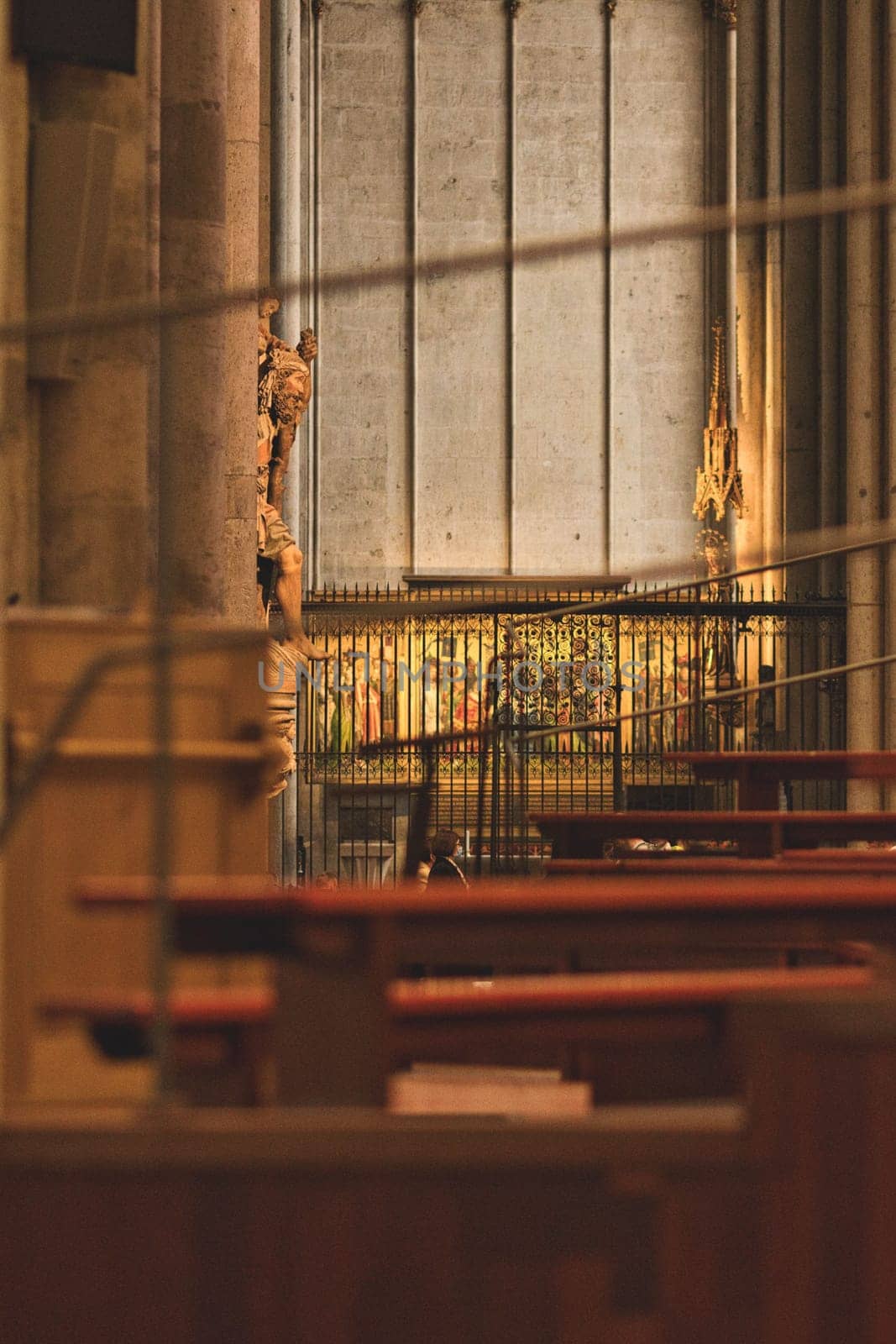 Church pews and railings in cologne cathedral in Germany