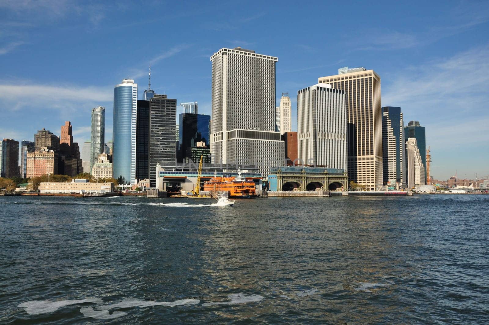 Buildings surrounding the hudson river in Manhattan, New York