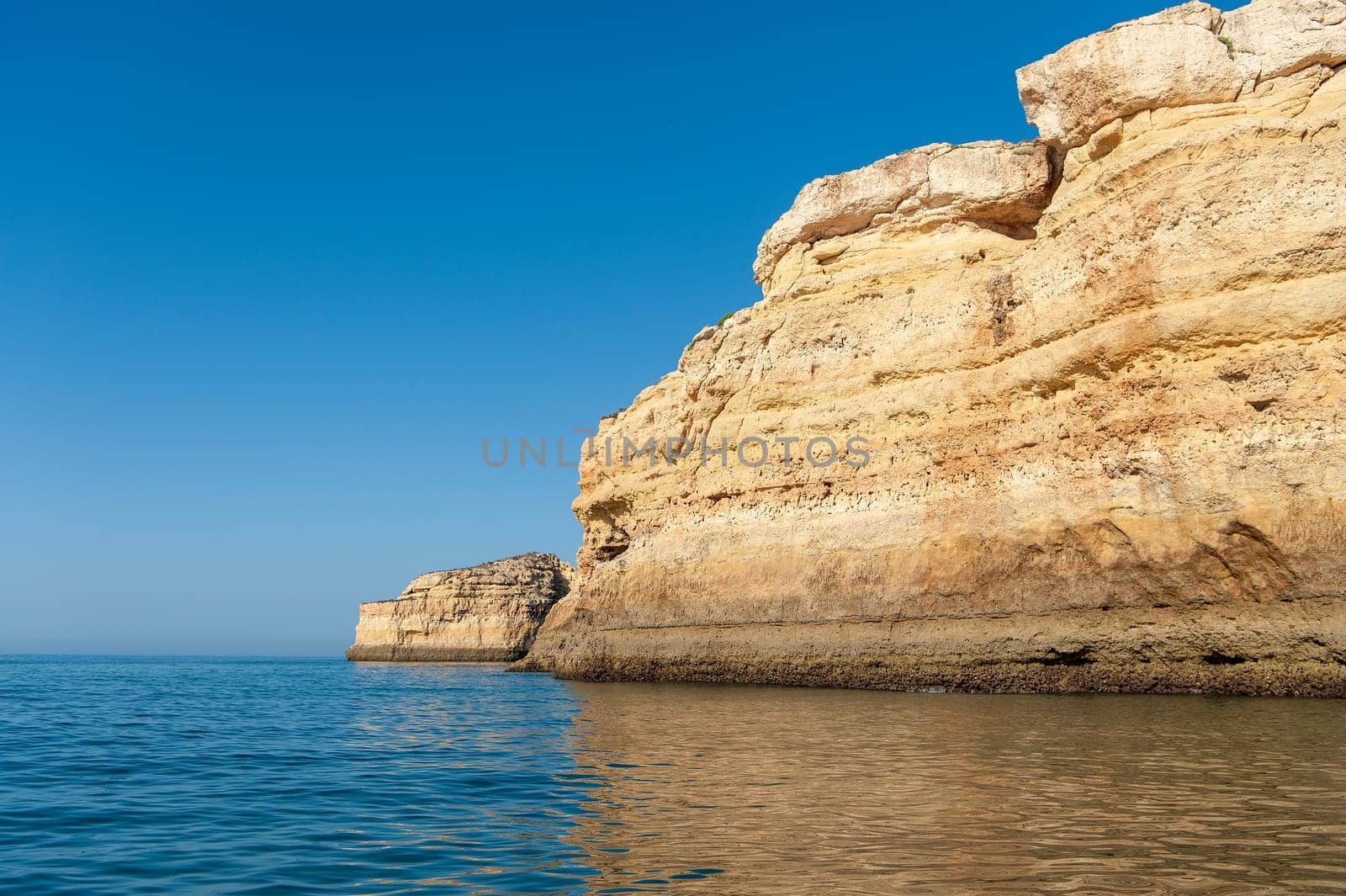 Rock formations on the Algarve coast in Portugal