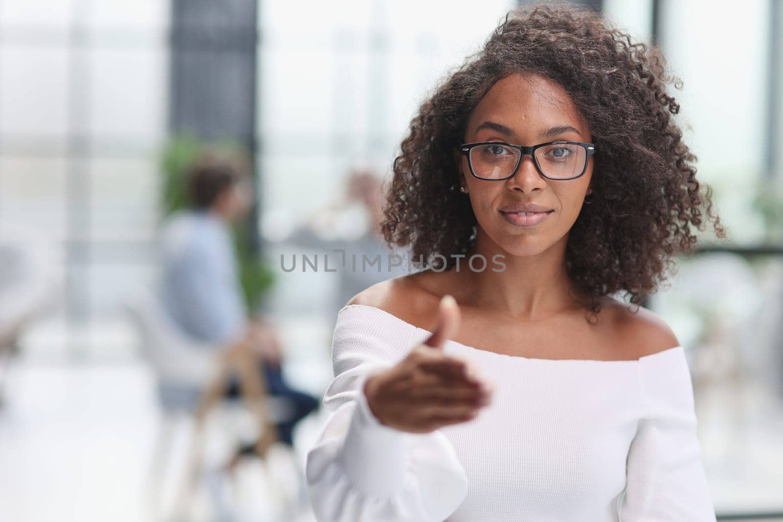 Portrait of a young attractive African American woman looking at the camera