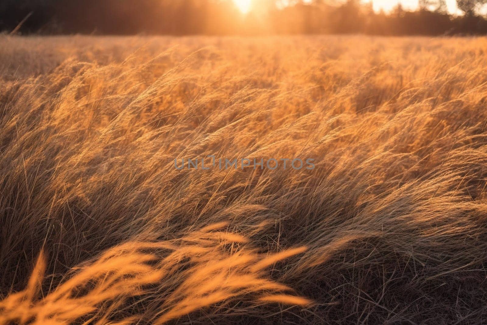 field of grains during golden hour and soft lighting