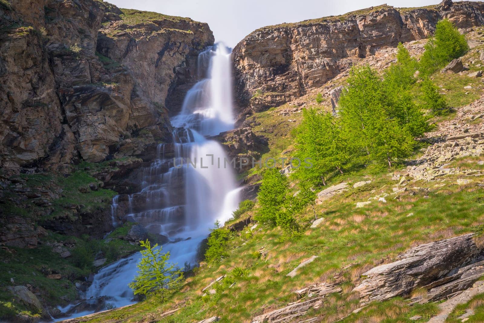 Waterfall in Gran Paradiso national park, Aosta Valley and italian Alps, Italy by positivetravelart