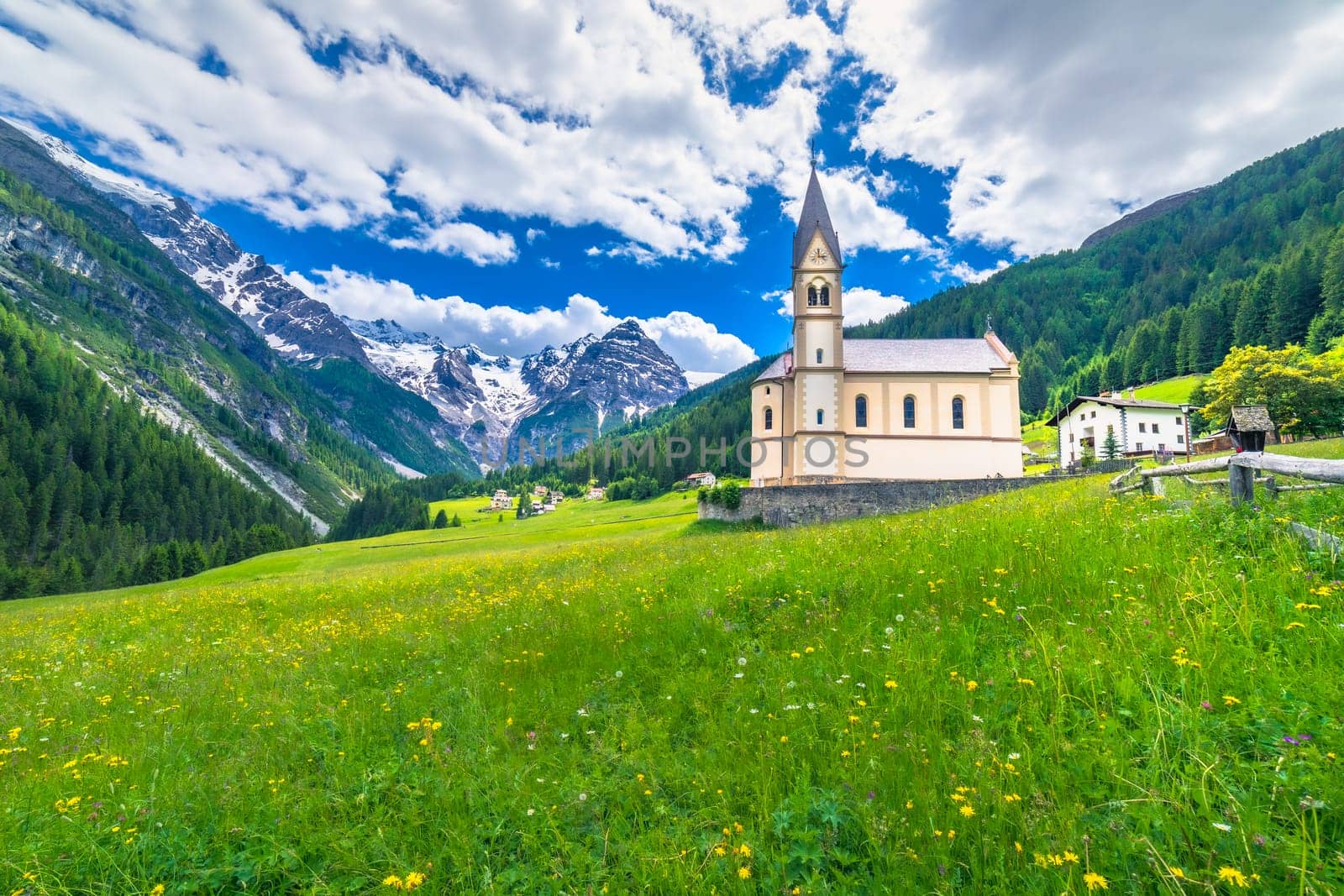 Idyllic village in Stelvio pass valley an italian Dolomites at springtime, Italy by positivetravelart