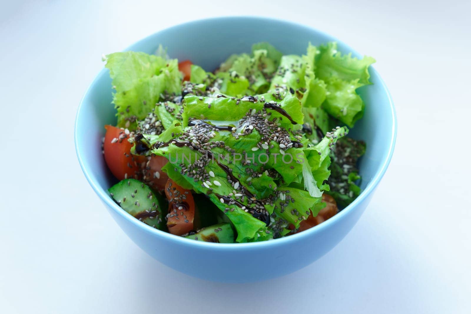Salad with chia seeds. Vegan food. Super food. Keto diet. Super salad.