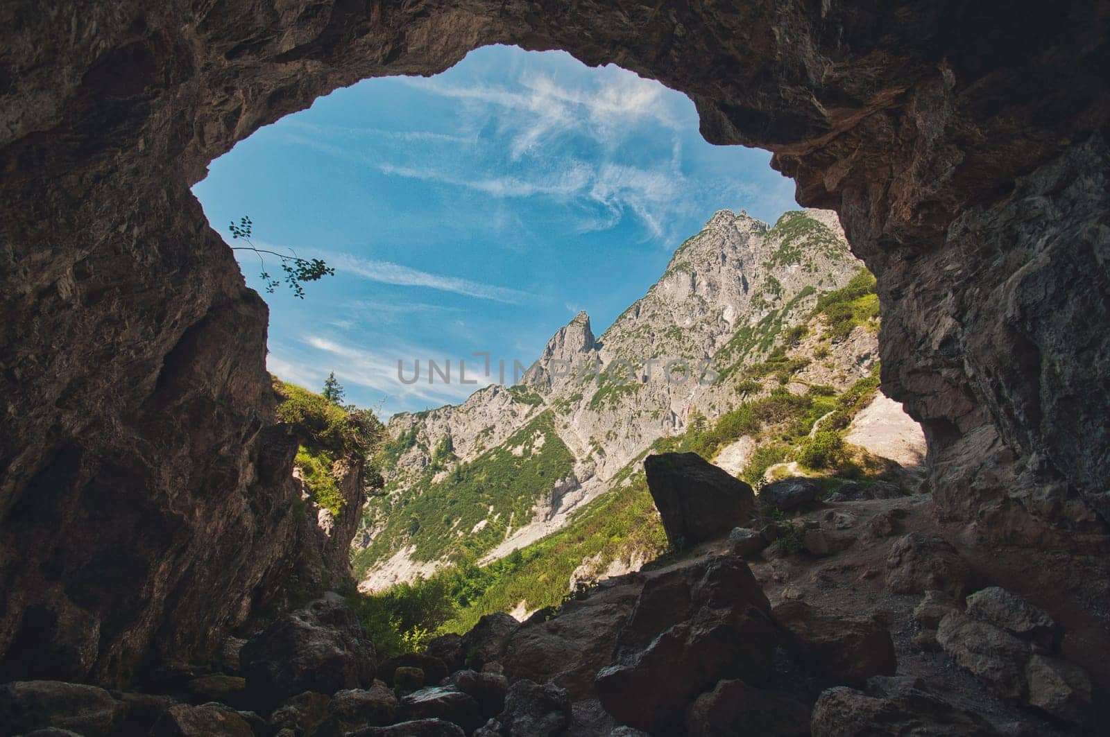 View from the Birnbachloch at the mountain Birnhorn in Leogang in the Salzburger Land, Austria