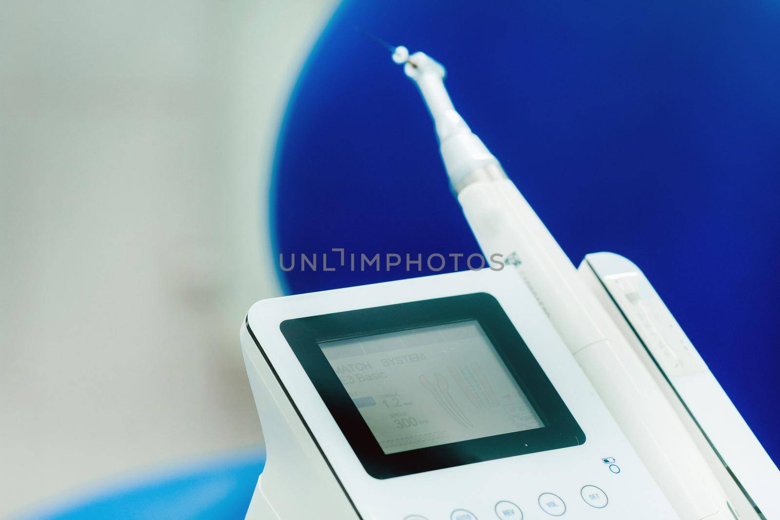 dental equipment in the dentist's office for root canal treatment. Close-up, endomotor by Lobachad