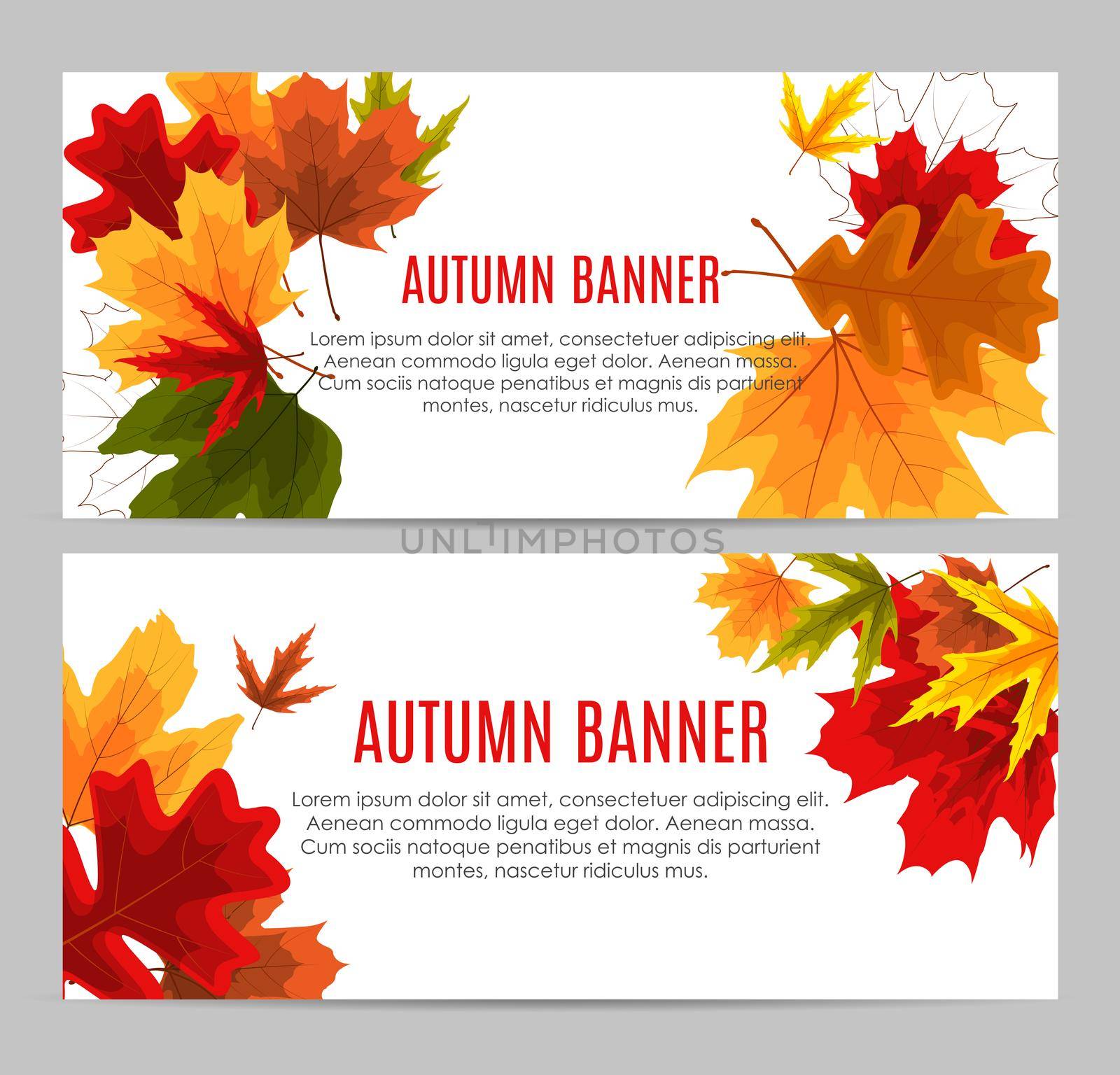 Shiny Autumn Leaves Banner. Business Discount Card. Vector Illustration by yganko