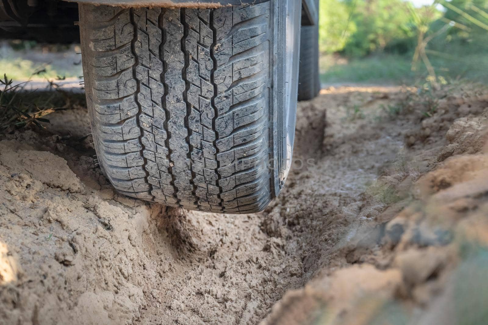Off road tire on dirt track