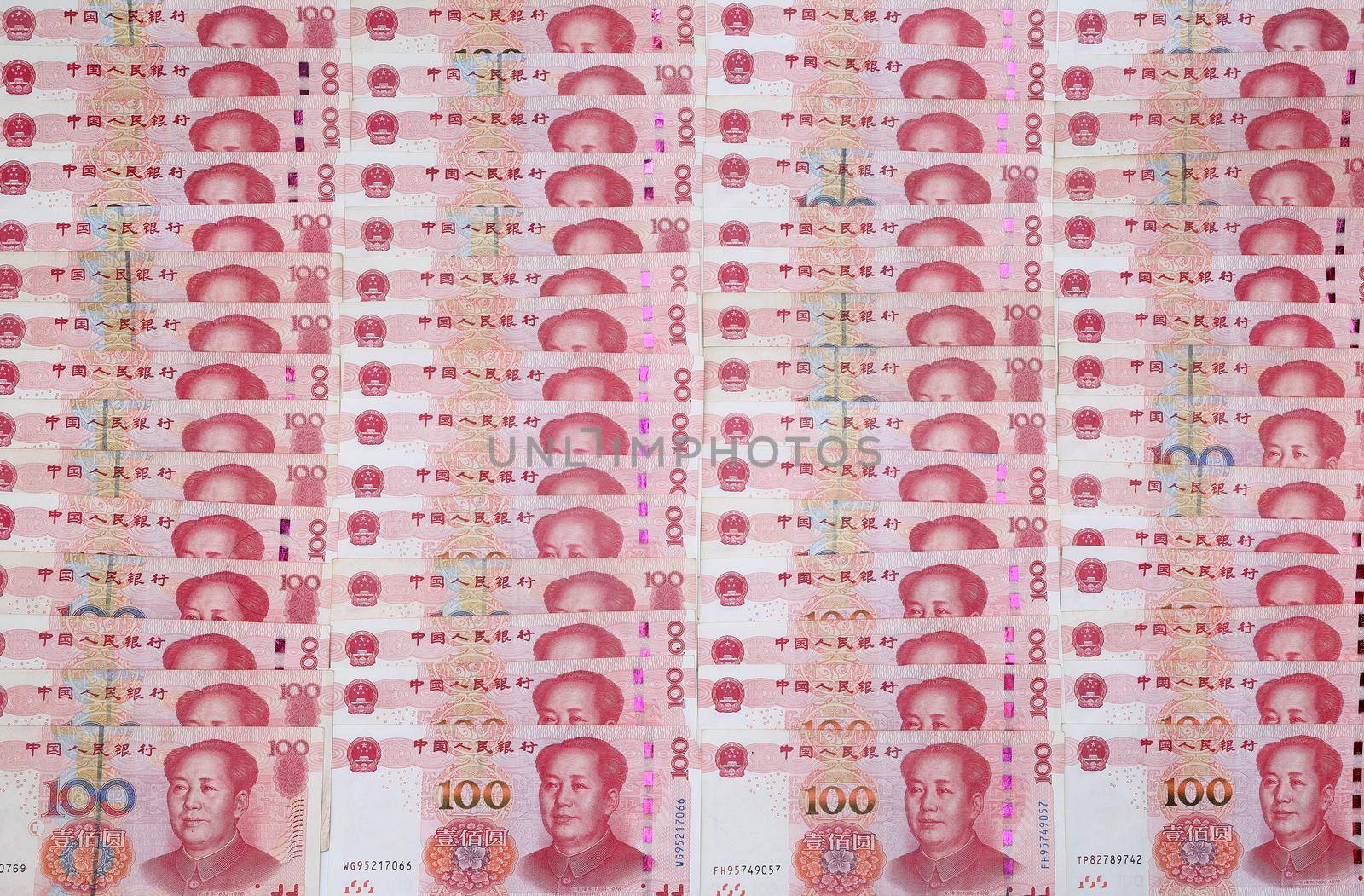 Chinese 100 RMB ，Yuan banknotes from China's currency.