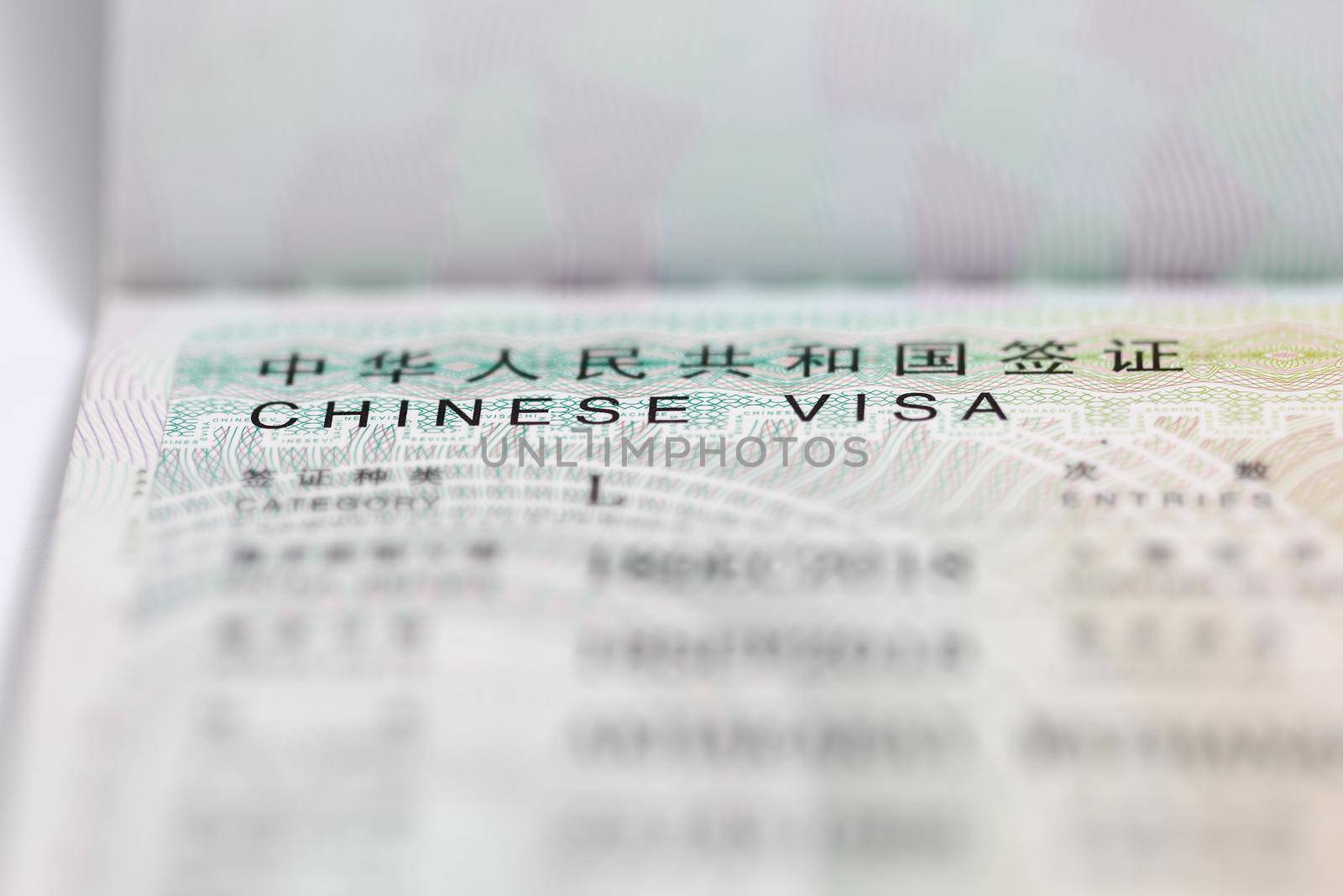 Chinese visa for tourist.