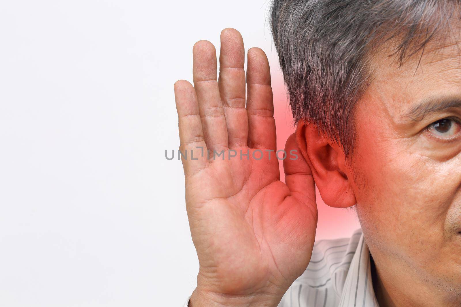 Senior man hearing loss , Hard of hearing by toa55
