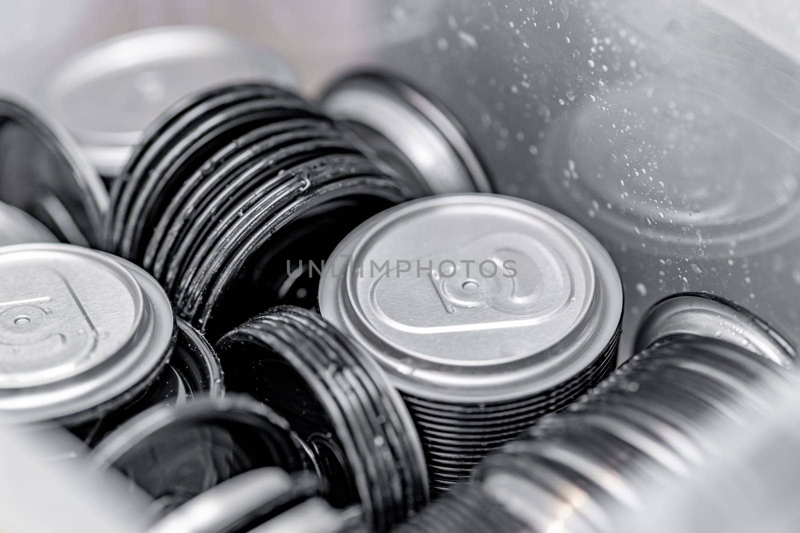 lids for beverage cans in a box in a brewery. High quality photo