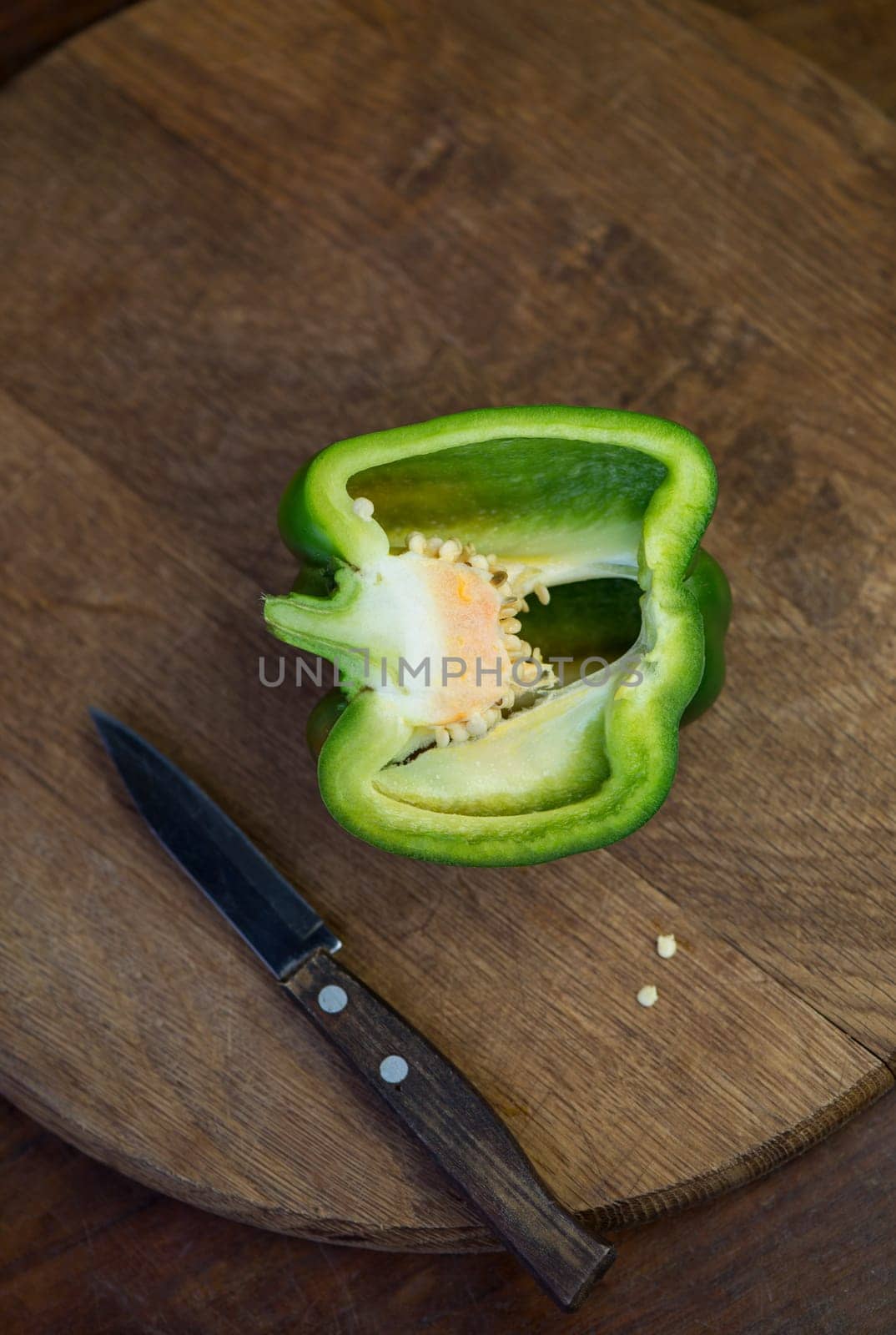 sweet pepper, green bell pepper on black background