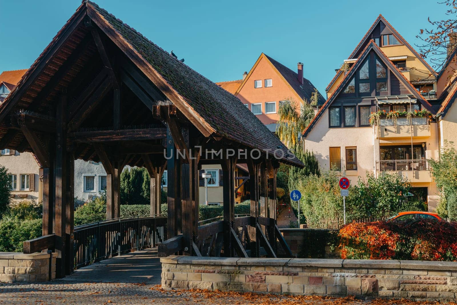 Old national German town house in Bietigheim-Bissingen, Baden-Wuerttemberg, Germany, Europe. Old Town is full of colorful and well preserved buildings. by Andrii_Ko