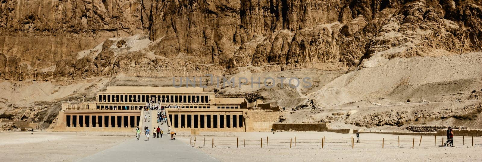 Luxor, Egypt - April 16 2008: Tourists visiting the temple of Hatshepsut, Luxor, Egypt