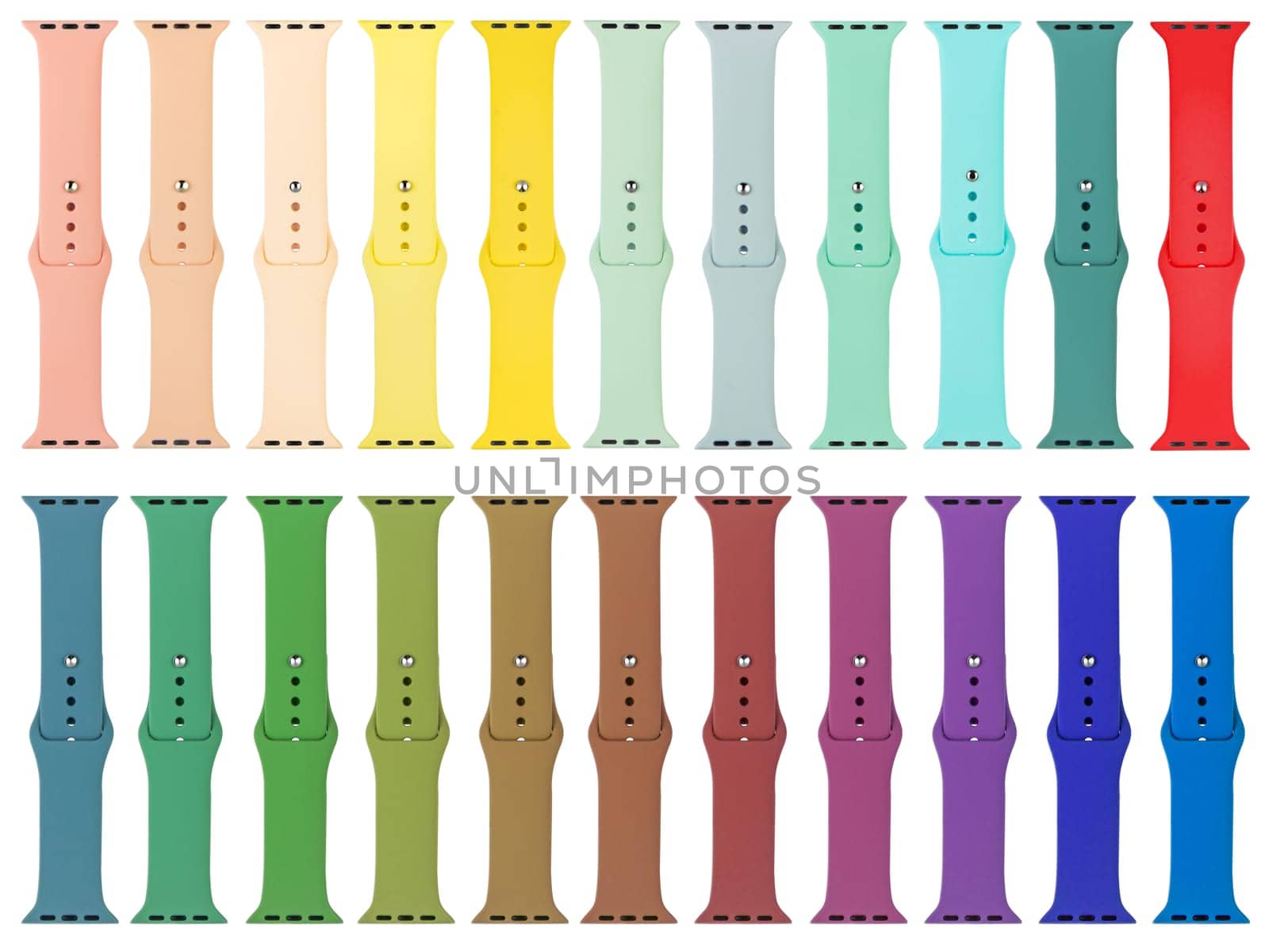 Silicone strap for watch, white background in insulation