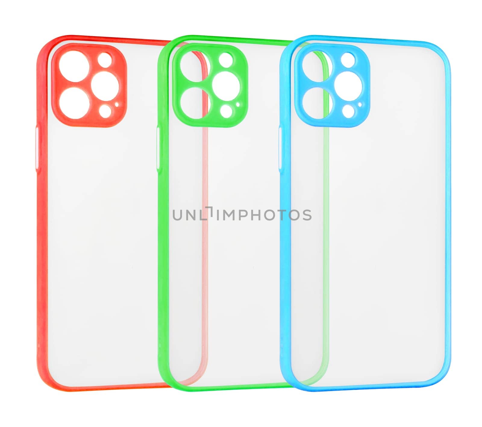 silicone phone case partially transparent, white background in insulation