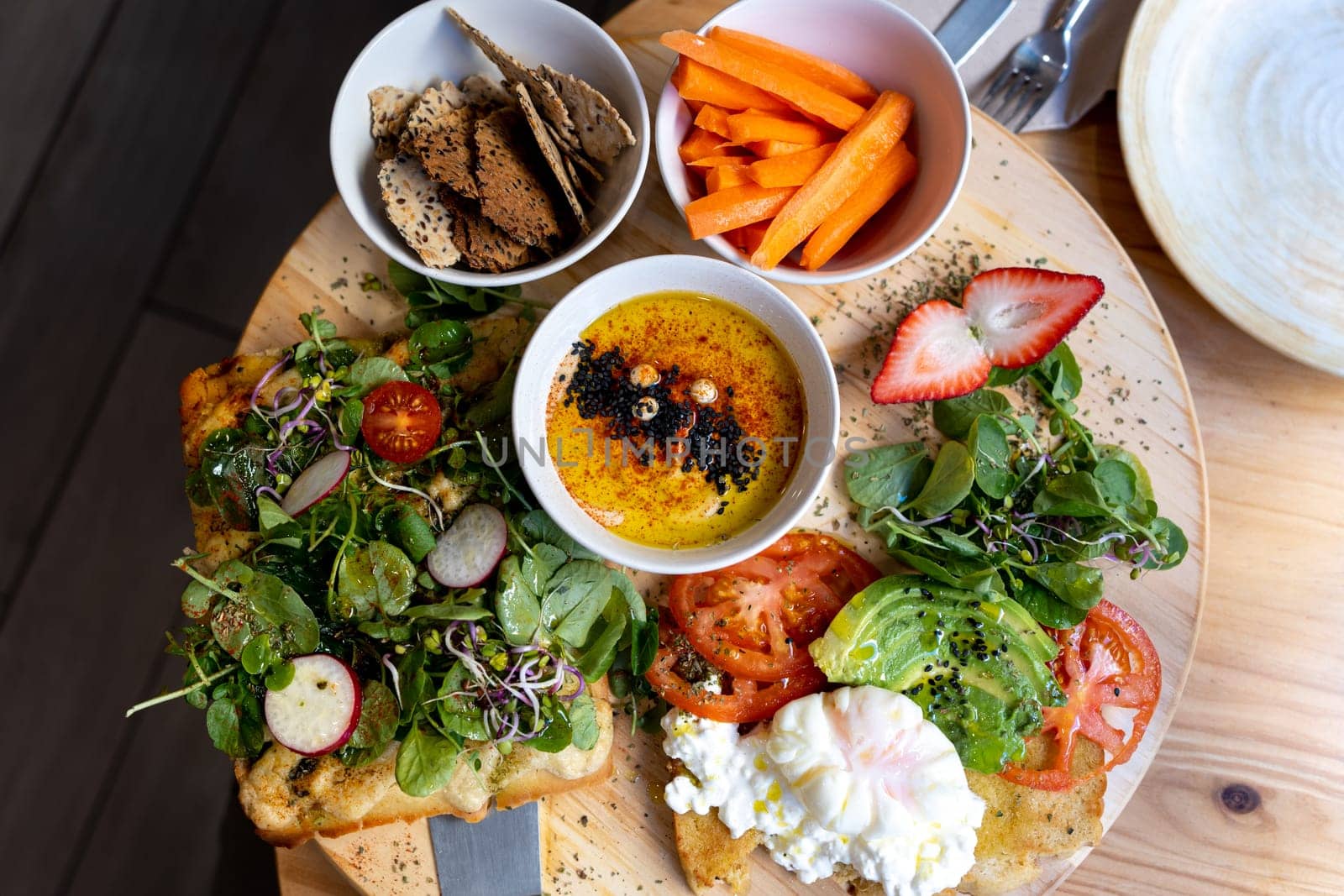 Healthy brunch with vegetables in a table by LopezPastor