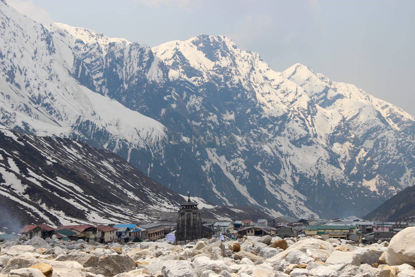 Kedarnath temple in the scenario of Kedarnath tragedy in 2013. Kedarnath Mandir is a Hindu temple dedicated to Shiva. Located on the Garhwal Himalayan range near the Mandakini river,