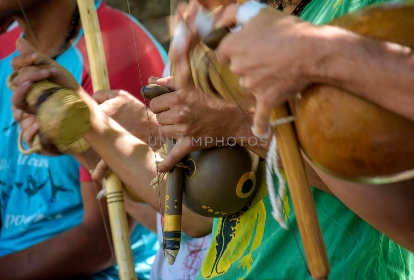 Brazilian musical instruments called berimbau and atabaque usually used during capoeira fight brought from africa and modified by the slaves