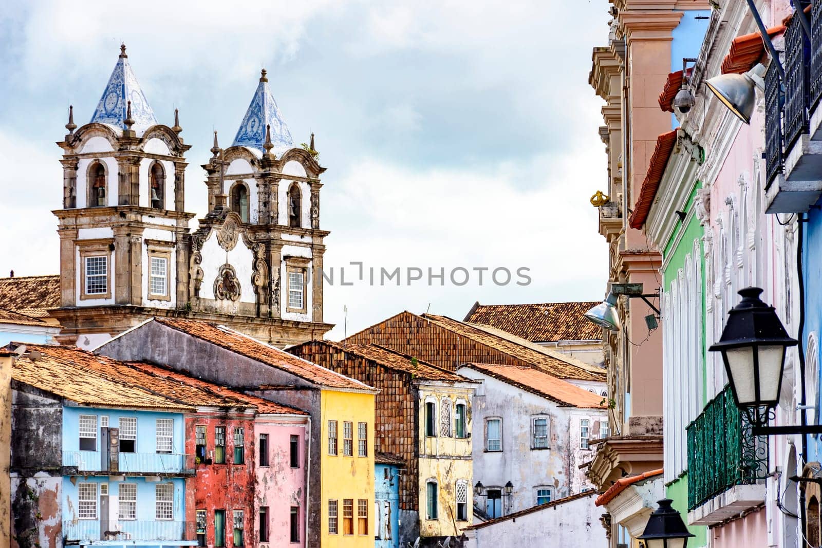 Historic district of Pelourinho with cathedral tower by Fred_Pinheiro