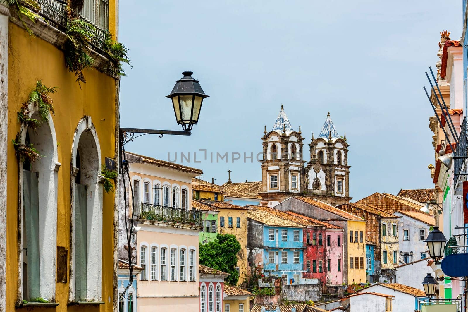 Colorful historical colonial houses facades by Fred_Pinheiro