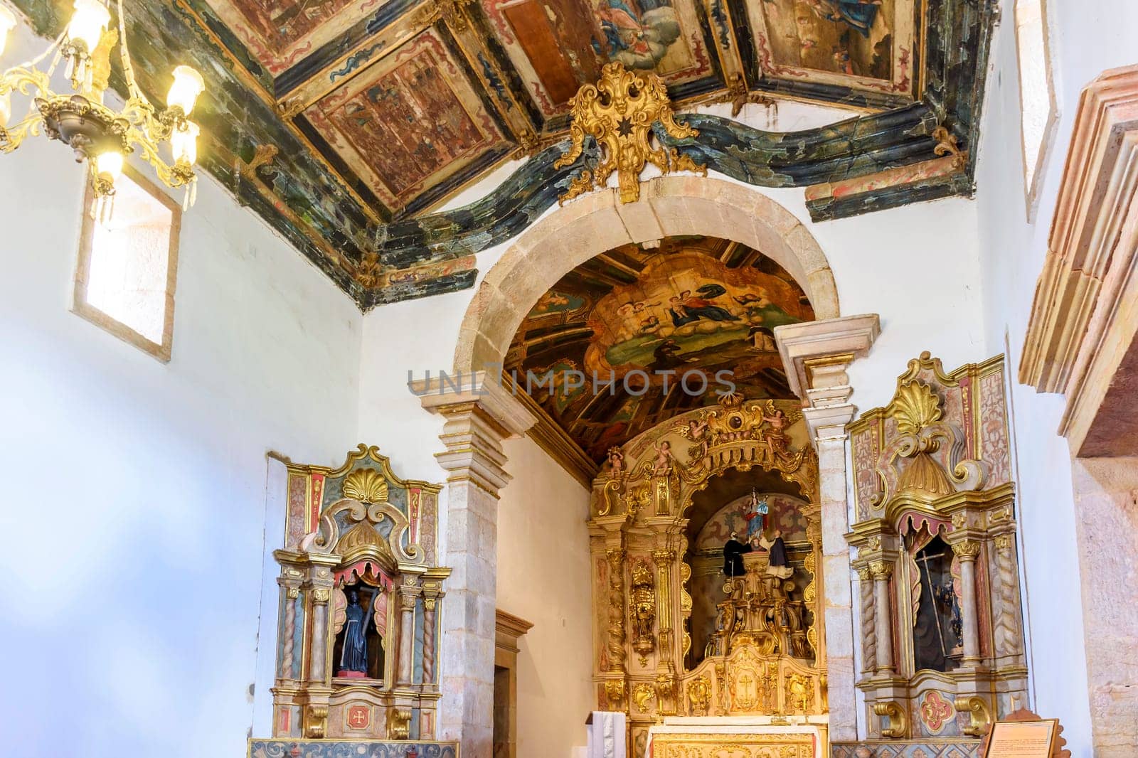 Interior and altar of a brazilian historic ancient church by Fred_Pinheiro