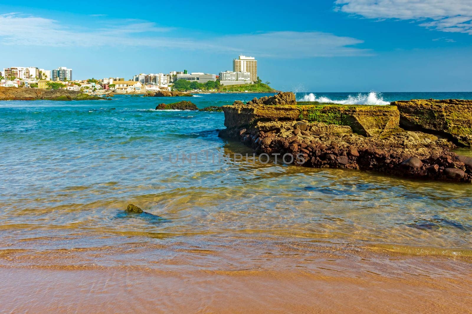 Stunning Patience beach during a sunny afternoon, one of the most beautiful in the urban area of the city of Salvador in Bahia