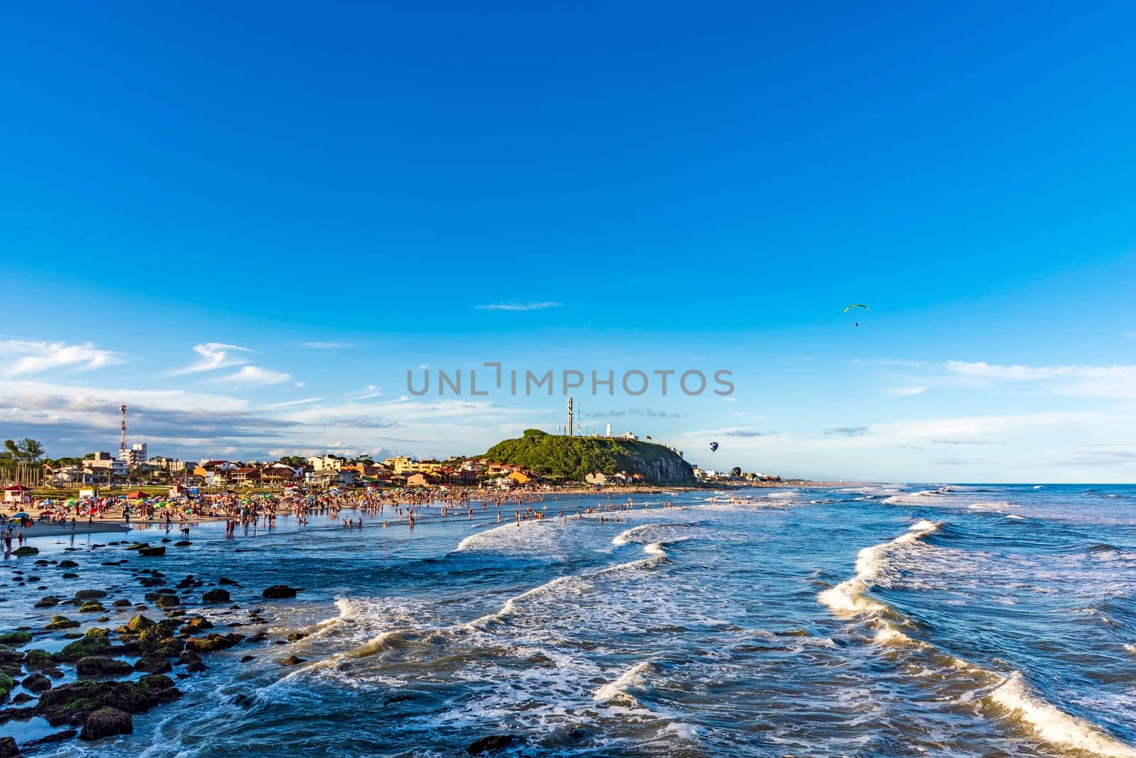 Summer sunset on the beach in the city of Torres on the coast of Rio Grande do Sul