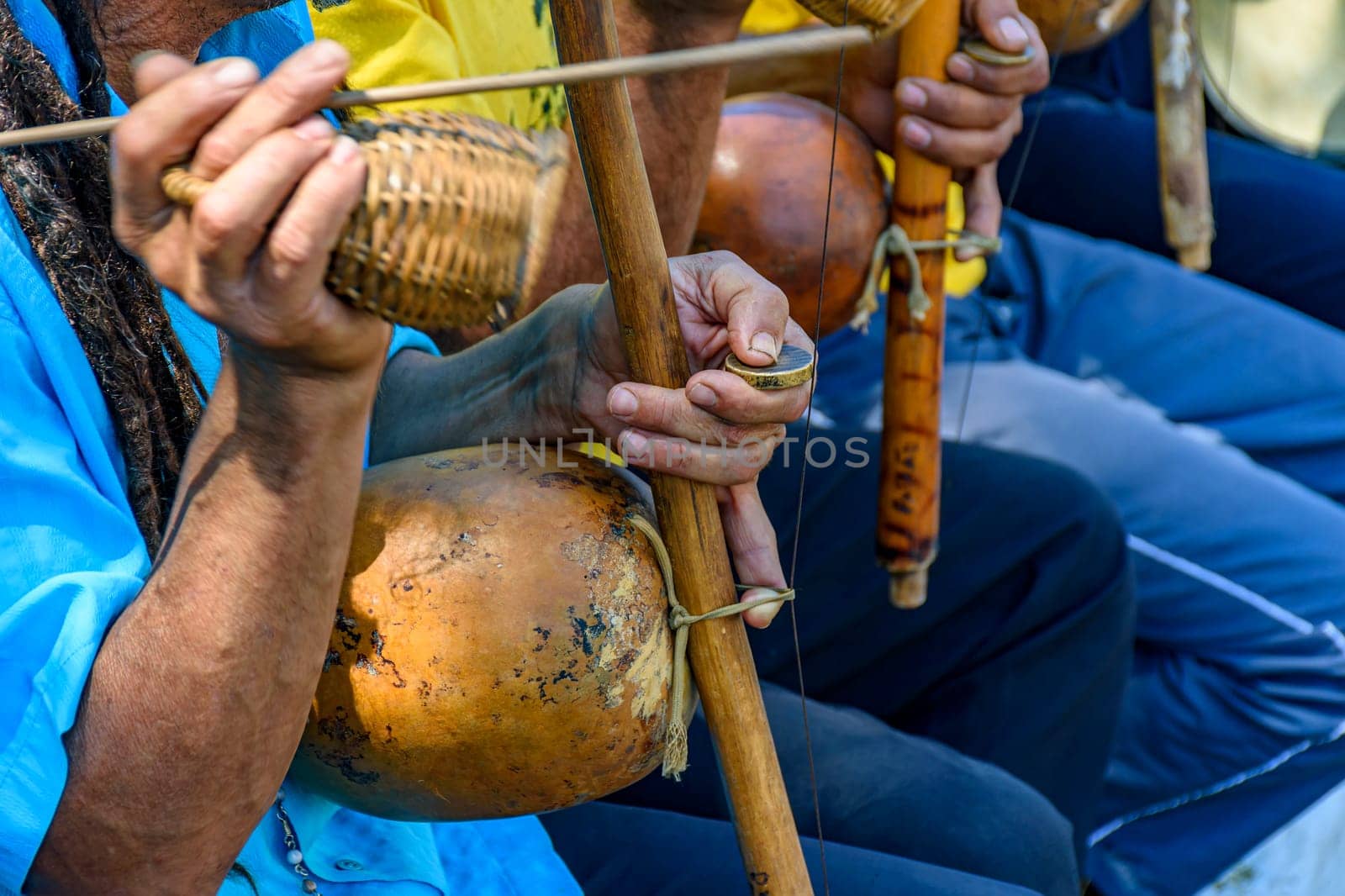 Brazilian musical instrument called berimbau and usually used during capoeira brought from africa and modified by the slaves