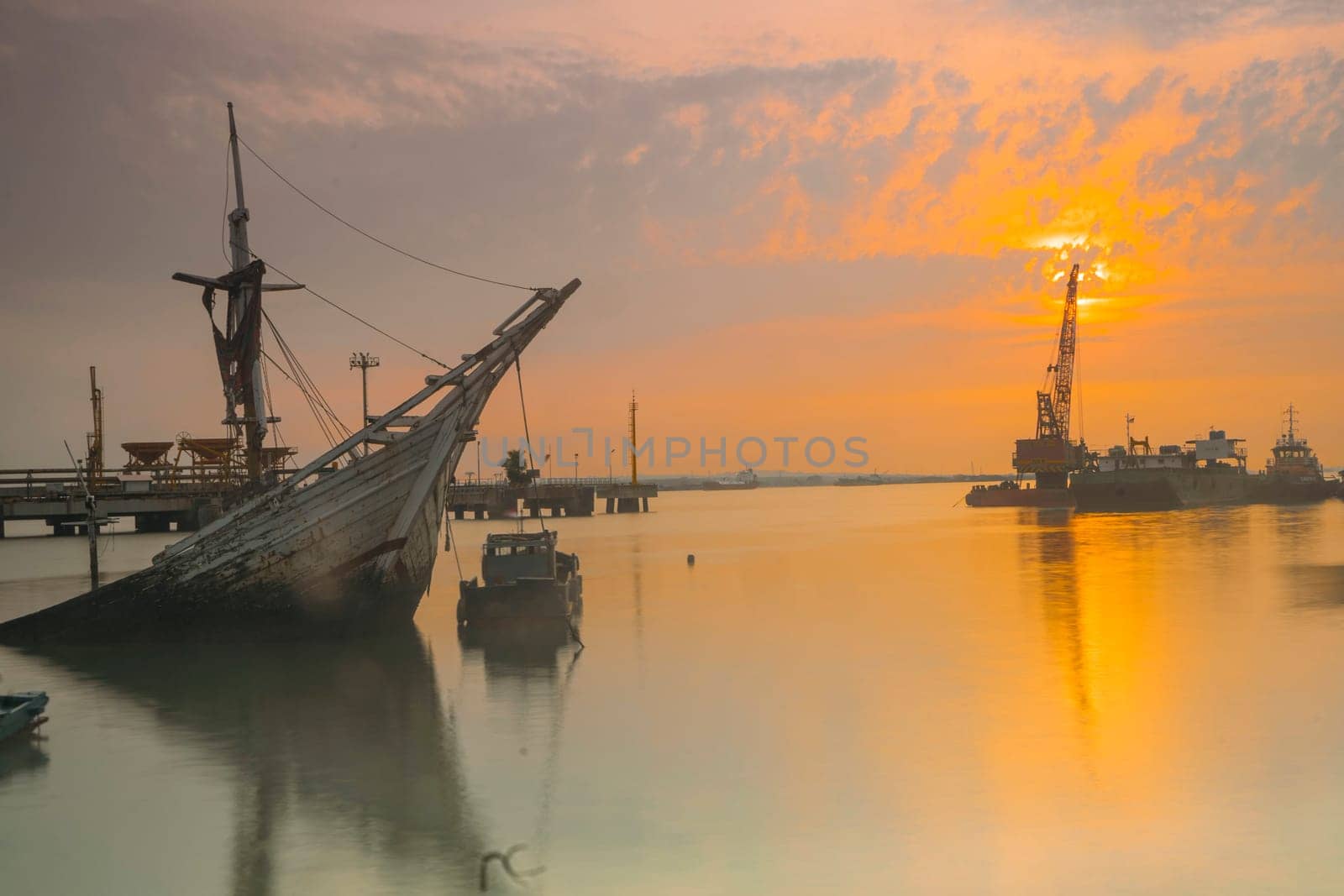 December 10, 2022. Morning at the Kroman Traditional Dock, Gresik, East Java, Indonesia