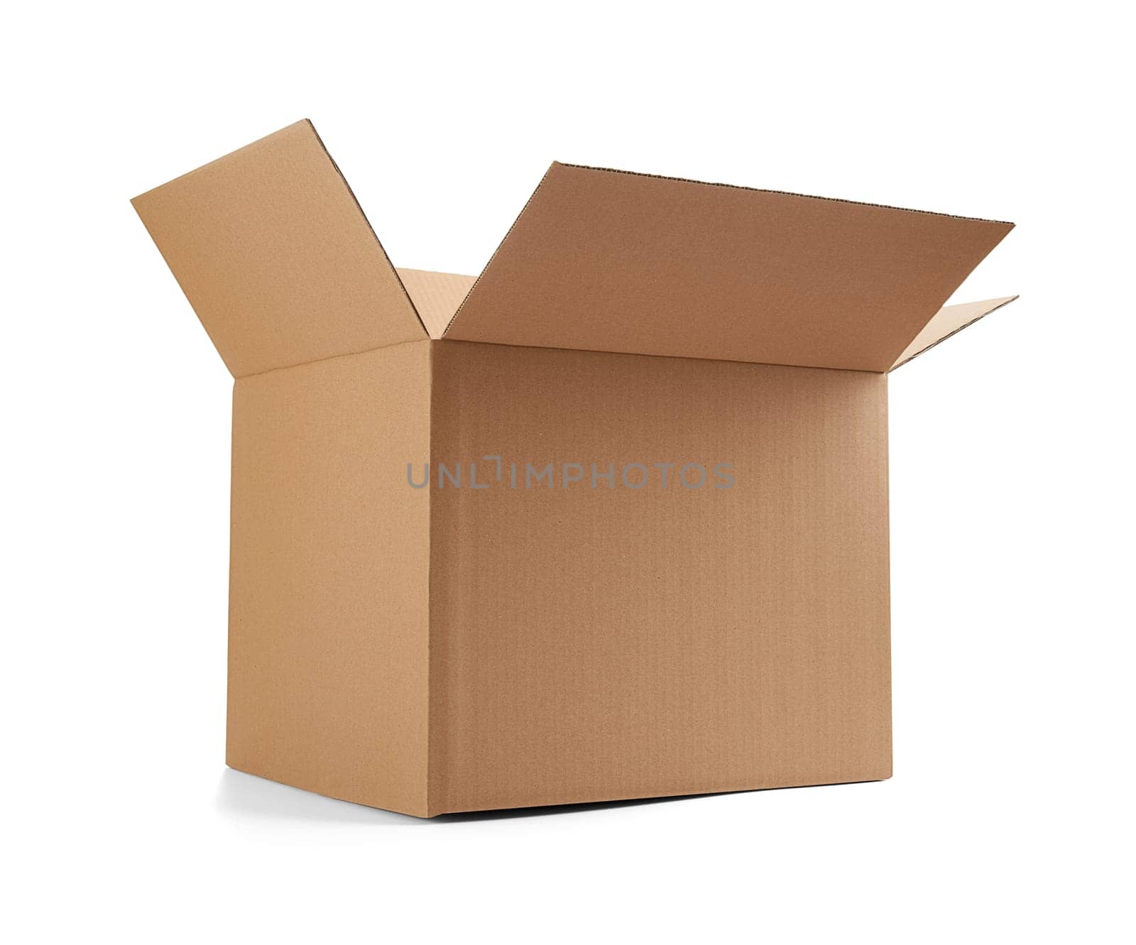 close up of a cardboard box on white background