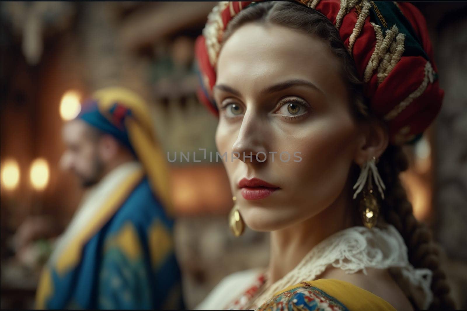Culture of Ukraine, authenticity, uniqueness, independence and endurance. Local things, clothes, terrain. Yellow Ukrainian symbols, villages. High quality Generative AI .