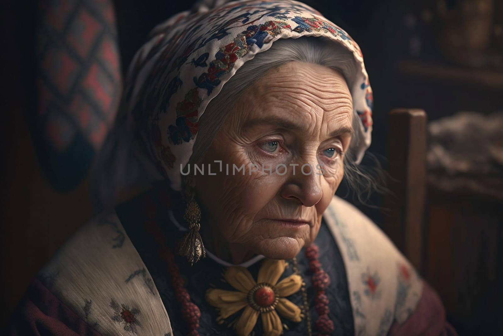Culture of Ukraine, authenticity, uniqueness, independence and endurance. Local things, clothes, terrain. Yellow Ukrainian symbols, villages. High quality Generative AI .