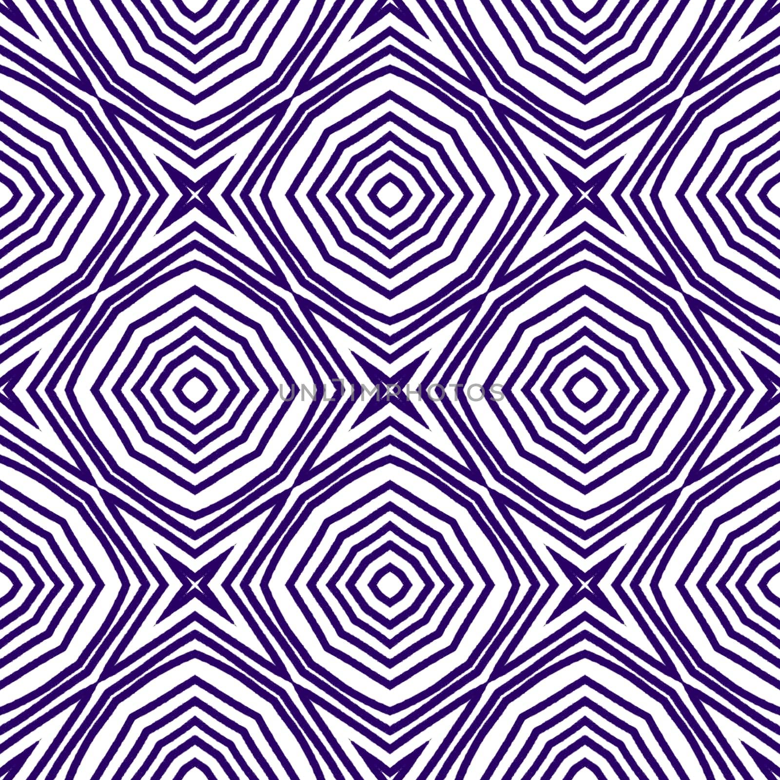 Textured stripes pattern. Purple symmetrical kaleidoscope background. Textile ready charming print, swimwear fabric, wallpaper, wrapping. Trendy textured stripes design.