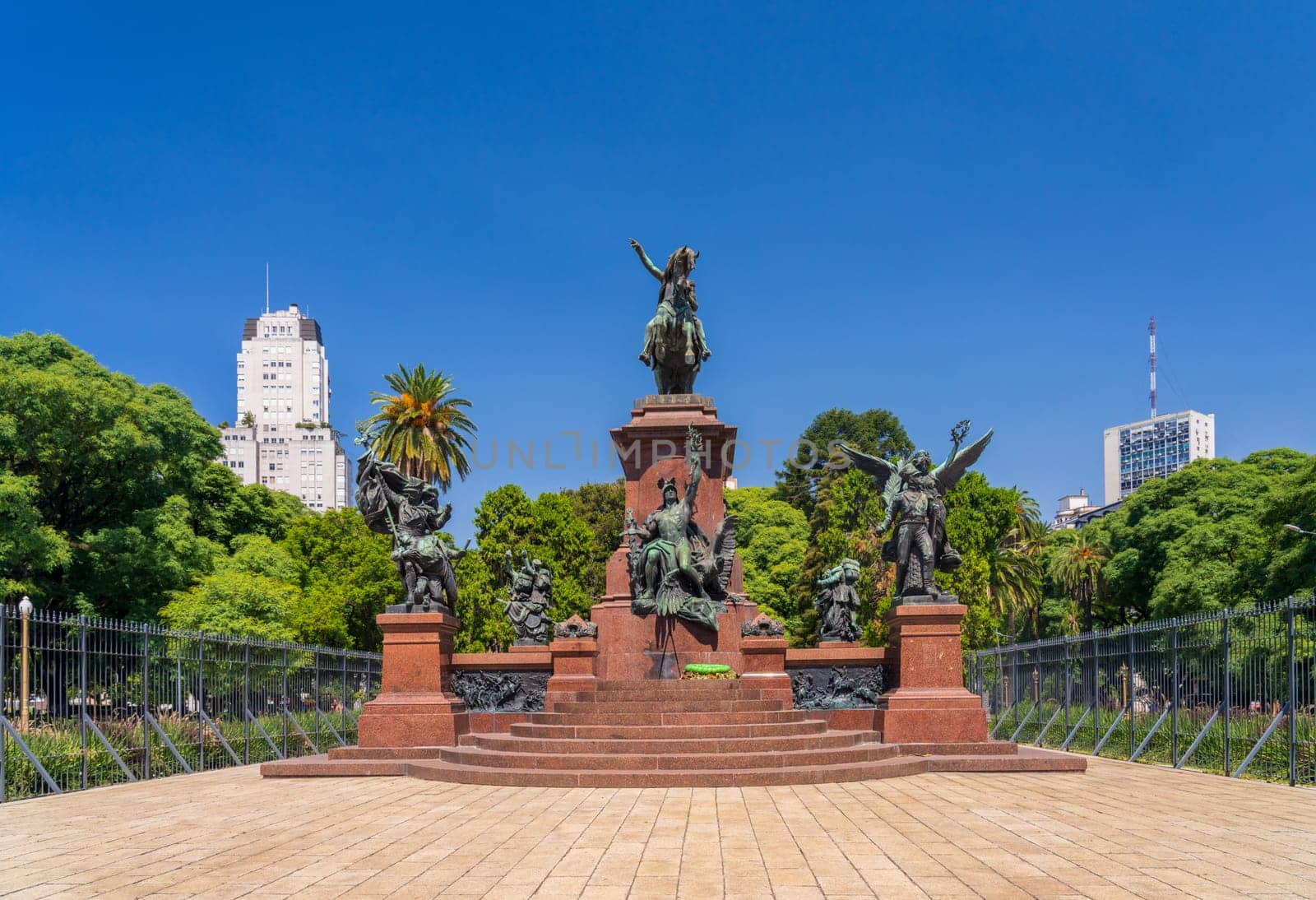 Panorama of the equestrian monument to General Jose de San Martin in Buenos Aires in Argentina