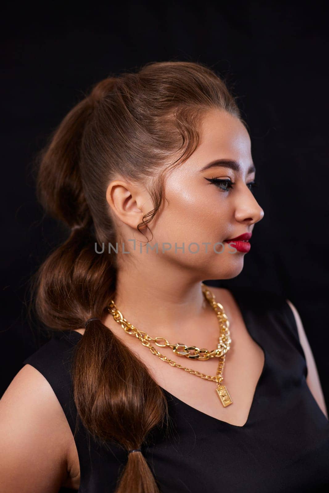 portrait shot of a young Ukrainian woman on the background, after make-up and hairstyle, for clothing advertising by mosfet_ua