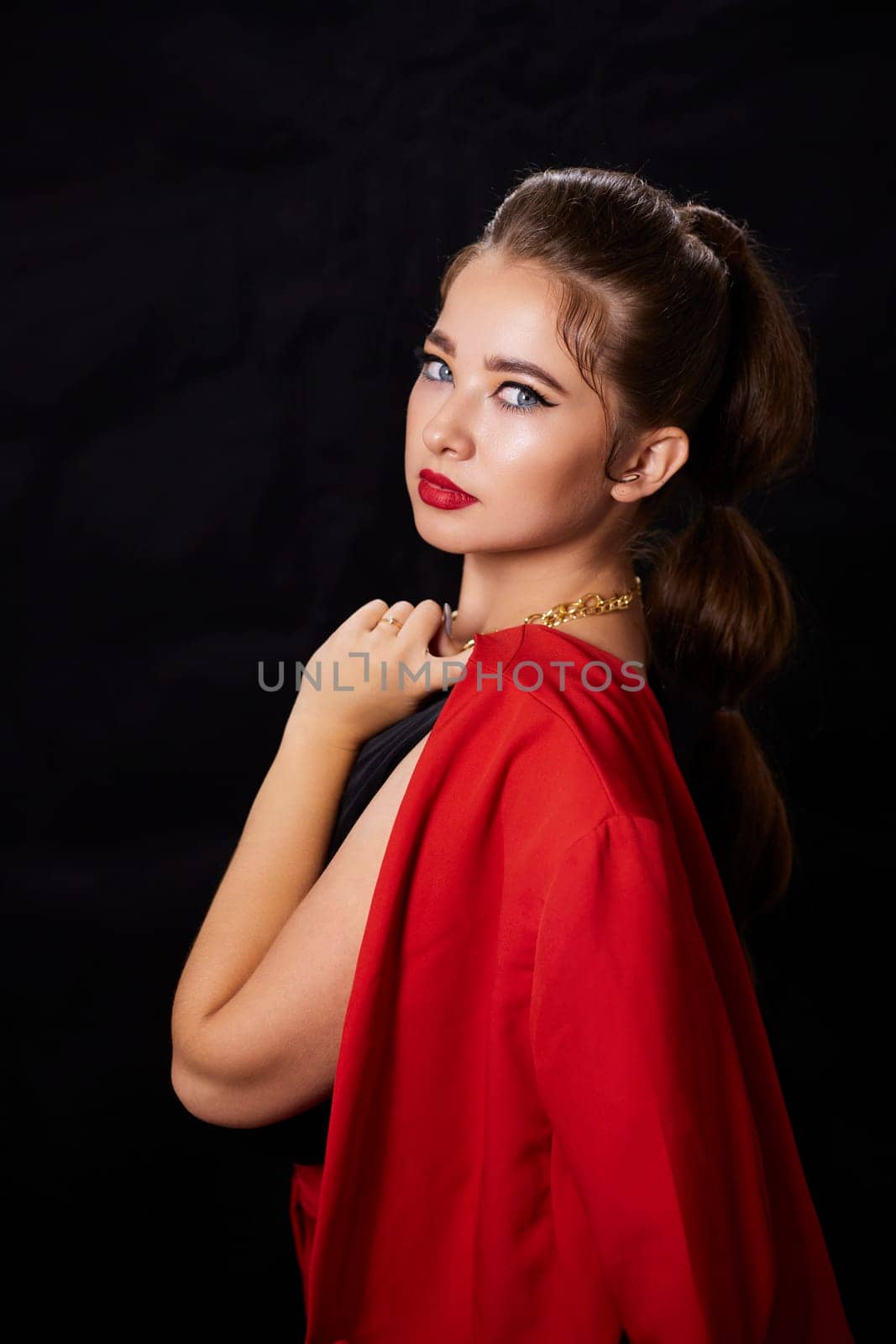 portrait shot of a young Ukrainian woman on the background, after make-up and hairstyle, for clothing advertising by mosfet_ua