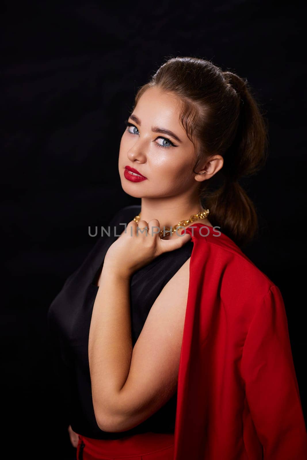 portrait shot of a young Ukrainian woman on the background, after make-up and hairstyle, for clothing advertising by mosfet_ua