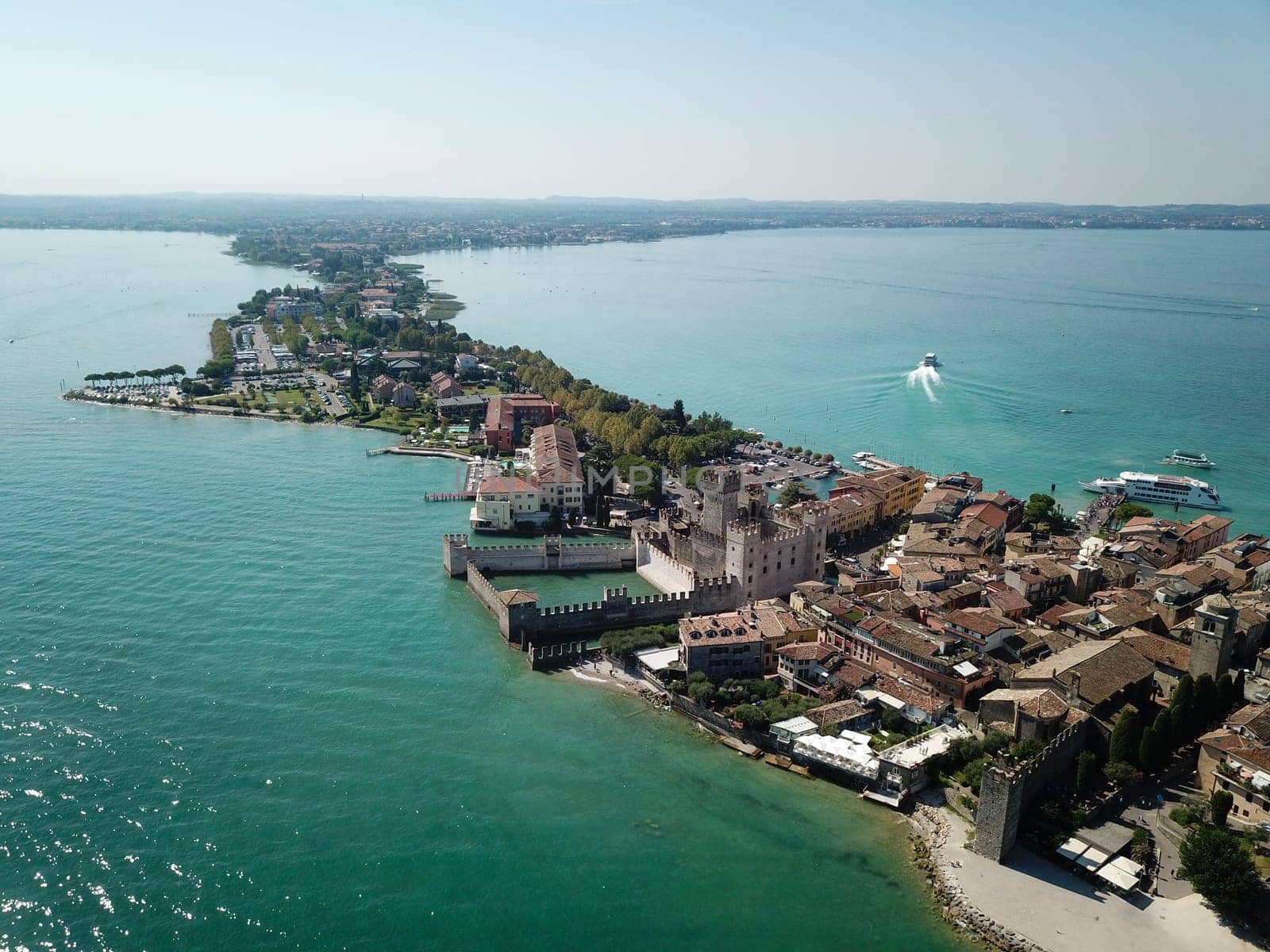 Scallgero Castle Aerial shots Sirmione Lake Garda Italy. by WeWander