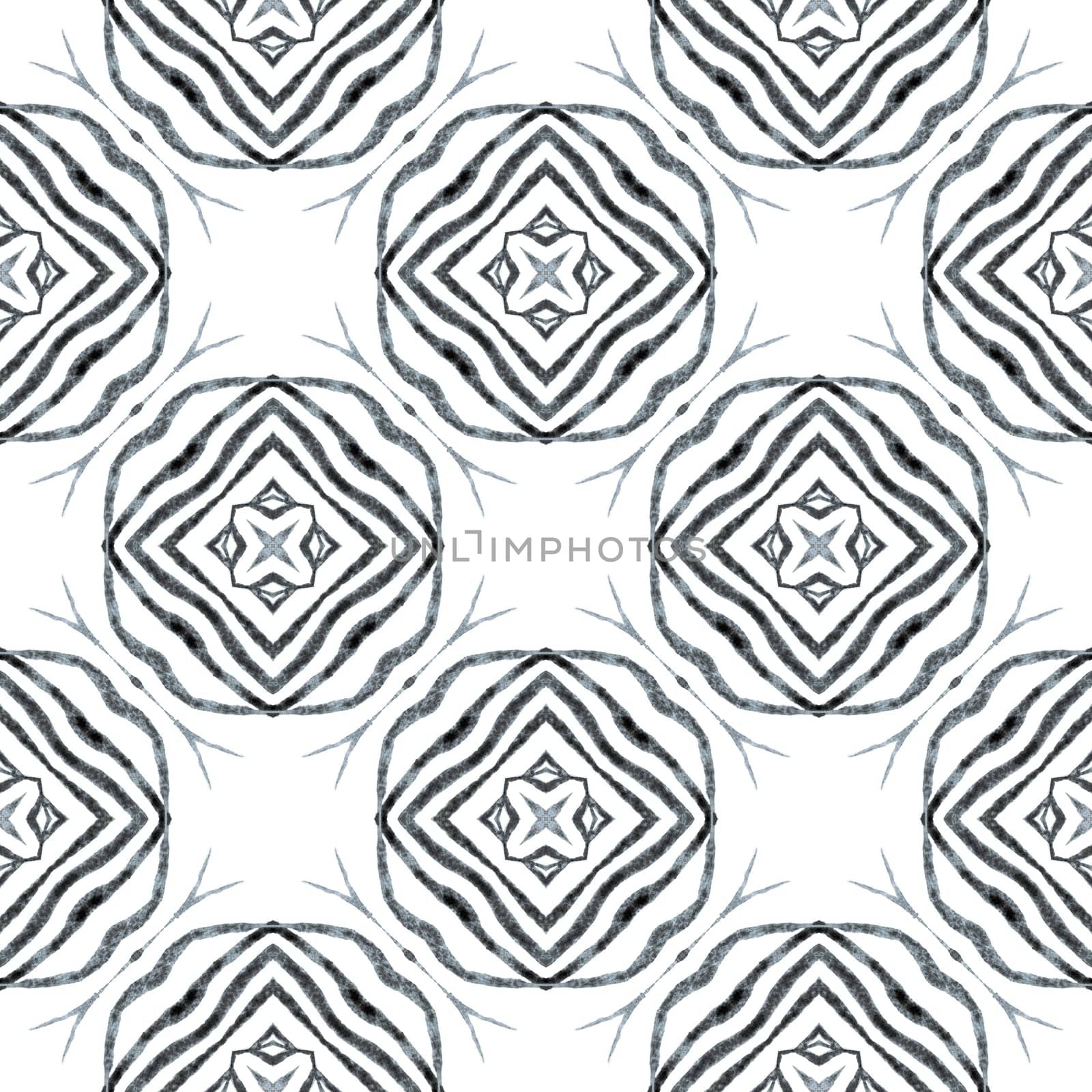 Tropical seamless pattern. Black and white bewitching boho chic summer design. Textile ready incredible print, swimwear fabric, wallpaper, wrapping. Hand drawn tropical seamless border.