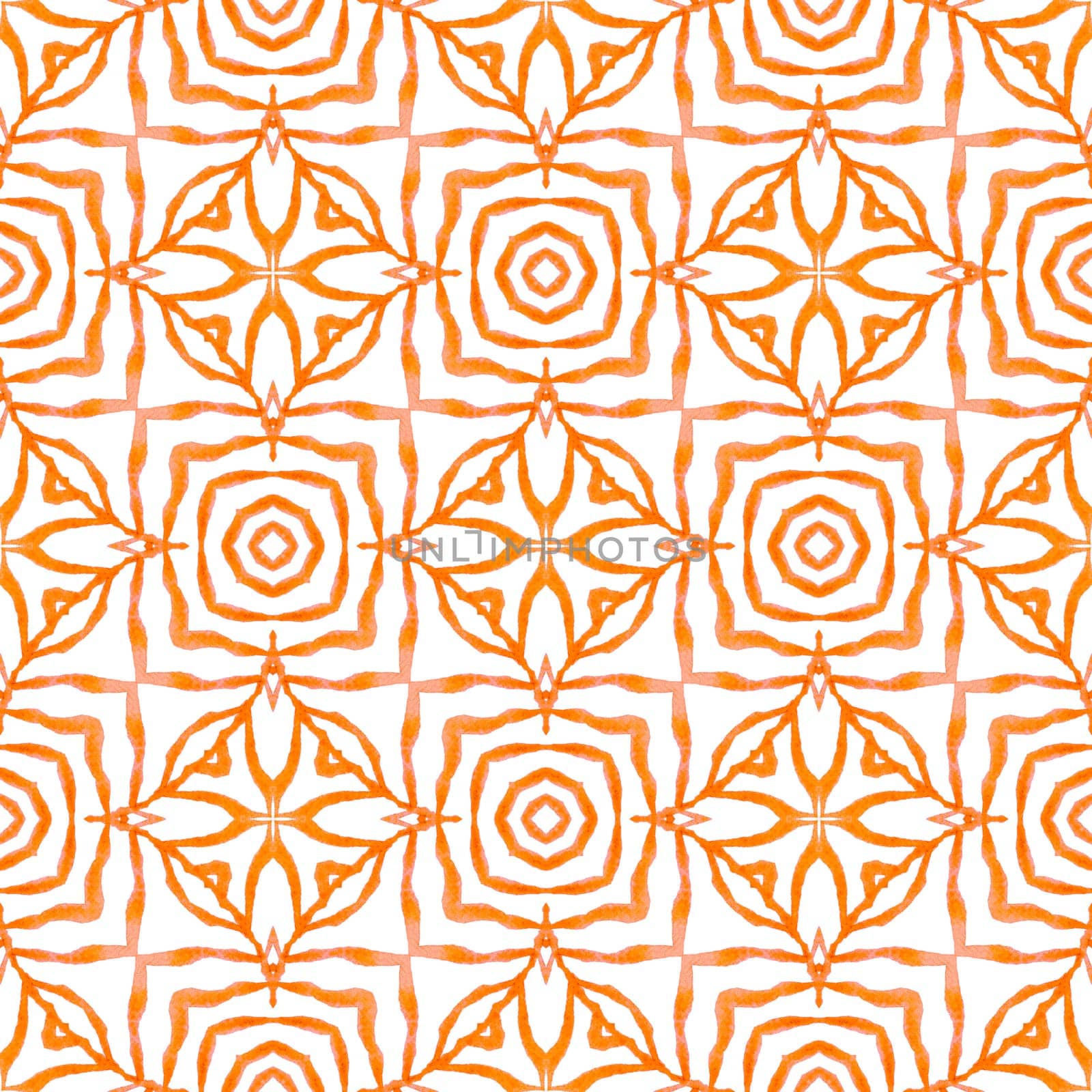 Green geometric chevron watercolor border. Orange emotional boho chic summer design. Textile ready admirable print, swimwear fabric, wallpaper, wrapping. Chevron watercolor pattern.